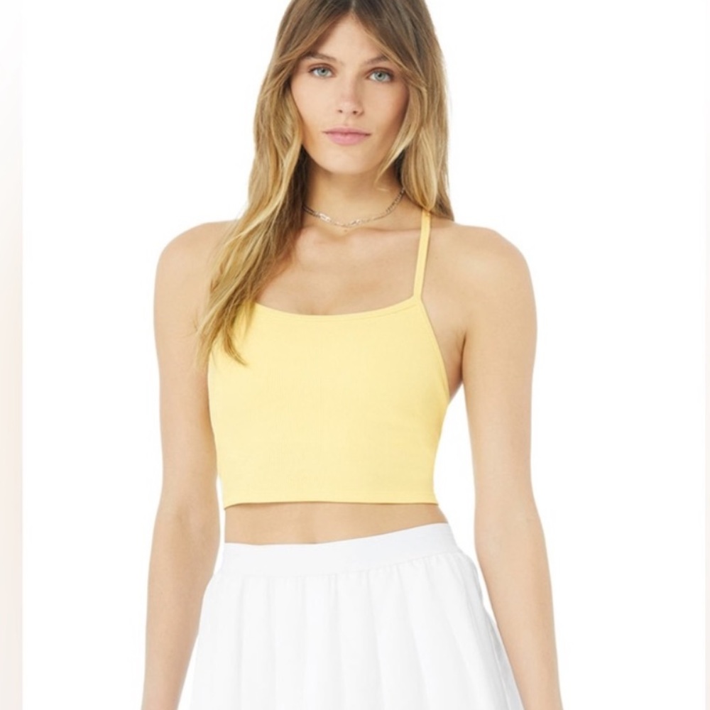 Alo Soft Ribbed Crop Calm Tank Top Buttercup